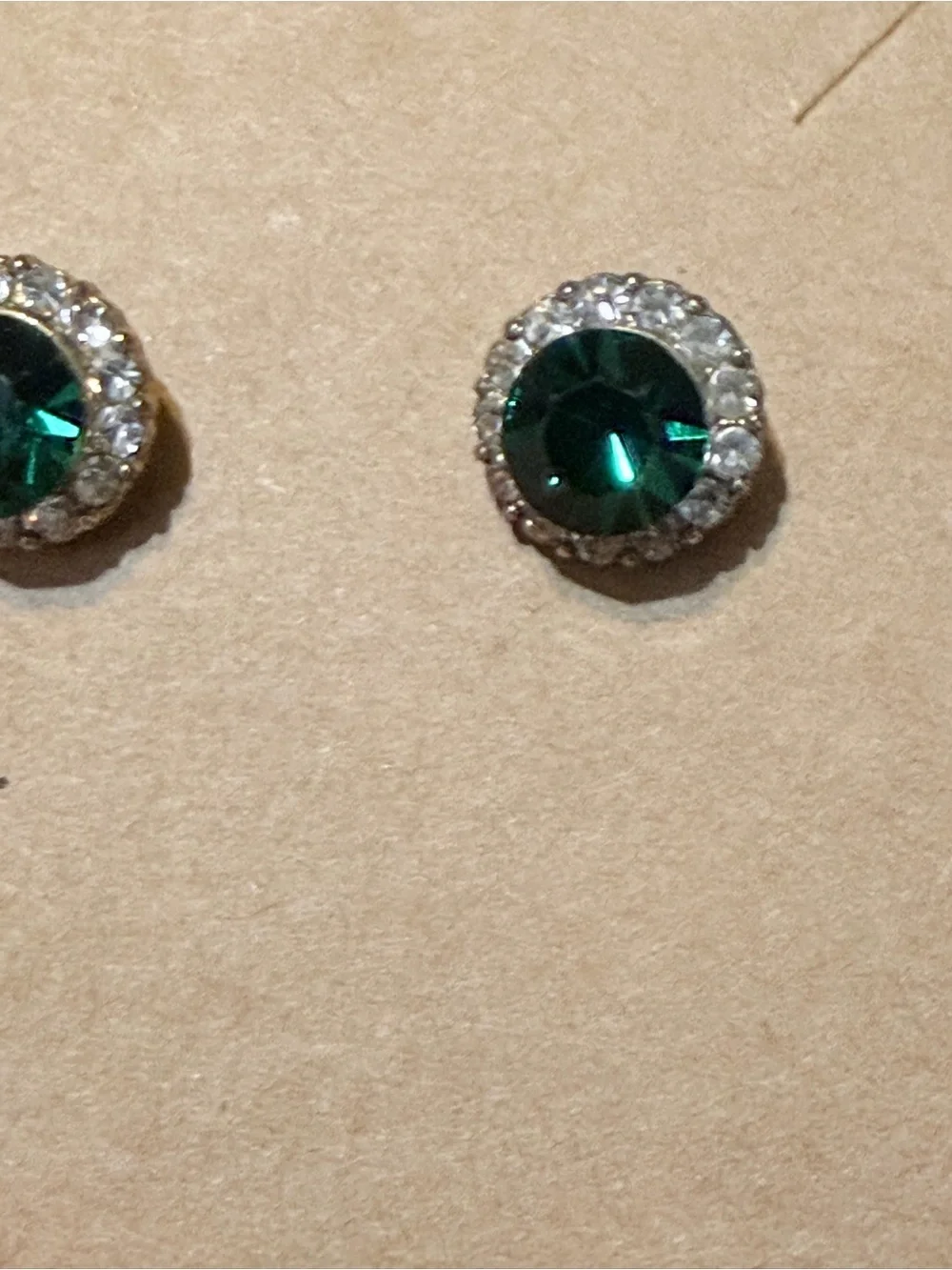 Emerald Green Crystal Halo Stud Earrings - Women Jewelry
